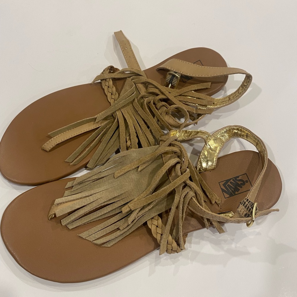 Vans Women's Tan Fringe Sandals